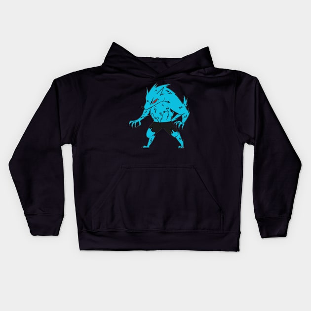 Blue wolfman Kids Hoodie by Mr hicham